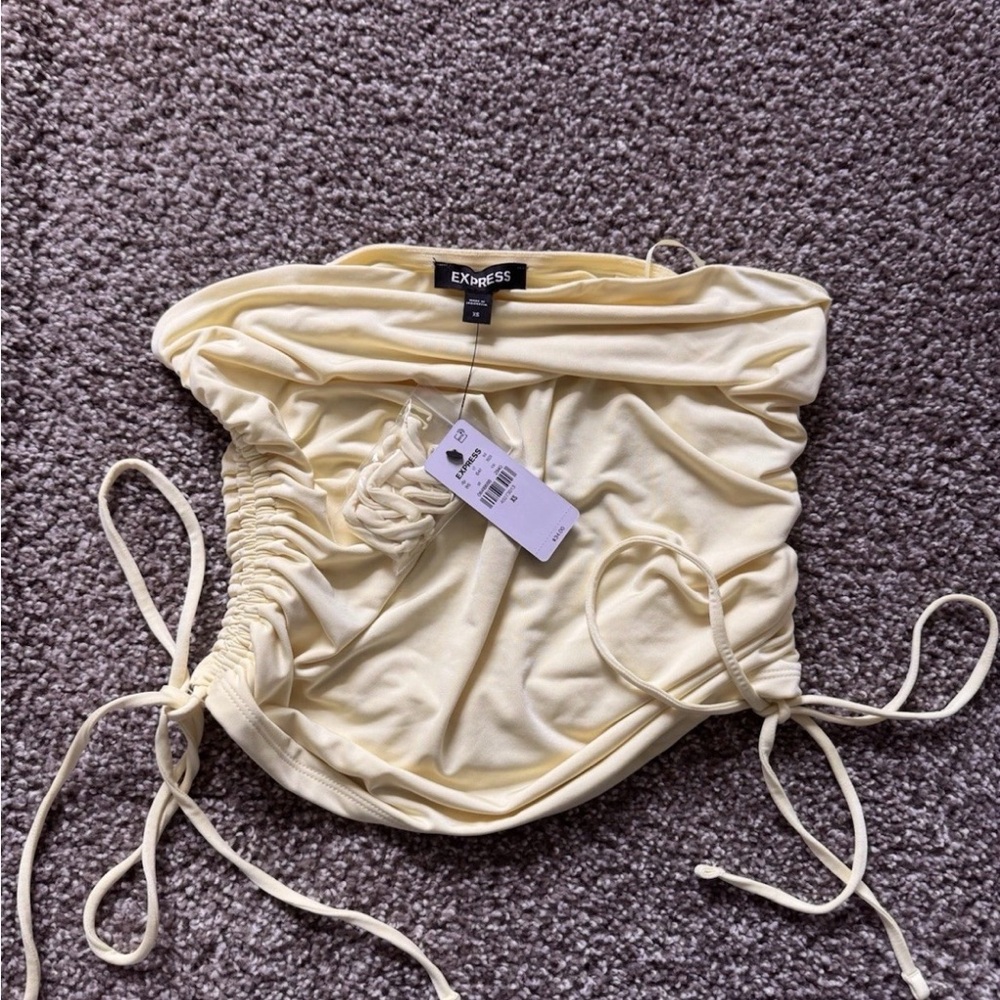 NWT Express XS Butter Yellow Tube Top with Cinched Waist